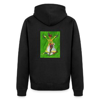 FUNtasie - Unisex Premium Organic Zip Hoodie - black - Back - Nico (187cm)