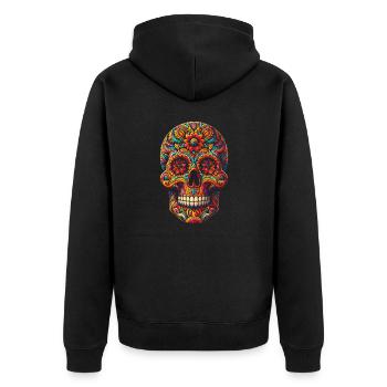 Elegant Sugar Skull Design Bold - Day of the Dead - Unisex Premium Organic Zip Hoodie - black - Back - Nico (187cm)