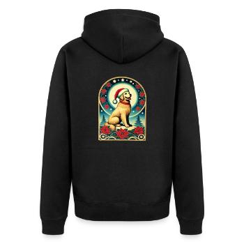 Christmas Golden Retriever - Unisex Premium Organic Zip Hoodie - black - Back - Nico (187cm)