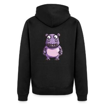 Nilpferd Halloween Comic Lustig - Unisex Premium Bio Zip Hoodie - Schwarz - Hinten - Nico (187cm)