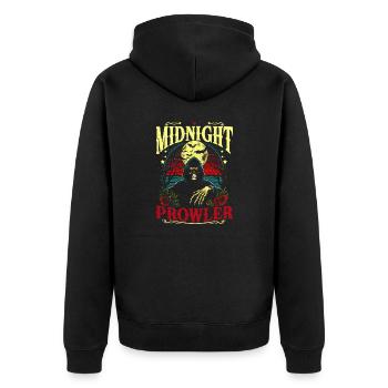 Comic VintageSkull Midnight Prowler im Retro Style - Unisex Premium Bio Zip Hoodie - Schwarz - Hinten - Nico (187cm)