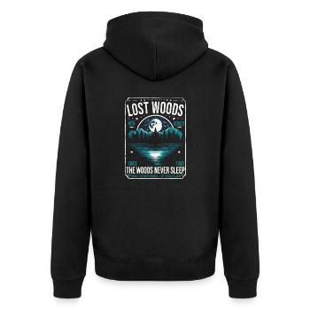 Lost Woods 1958 Retro Halloween Moon & Lake Scene - Unisex Premium Organic Zip Hoodie - black - Back - Nico (187cm)