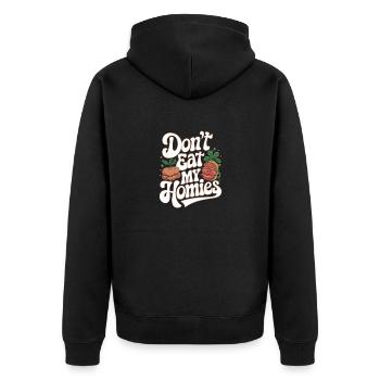 Don't Eat My Homies Tierschutz Veganer - Unisex Premium Bio Zip Hoodie - Schwarz - Hinten - Nico (187cm)