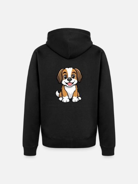Saint Bernard Dog Comic Cute - Unisex Premium Organic Zip Hoodie - black