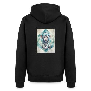 Bébé Singe Géométrique - Veste à capuche bio Premium Unisexe - noir - Dos - Nico (187cm)