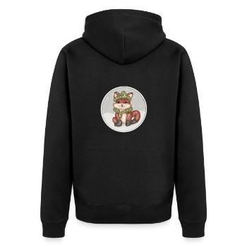 Winter Fuchs - Unisex Premium Bio Zip Hoodie - Schwarz - Hinten - Nico (187cm)
