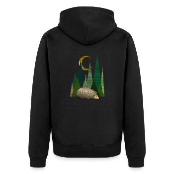 Igel - Unisex Premium Bio Zip Hoodie - Schwarz - Hinten - Nico (187cm)