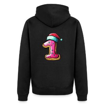 Biscuit de Noël à 1 chiffre - Veste à capuche bio Premium Unisexe - noir - Dos - Nico (187cm)
