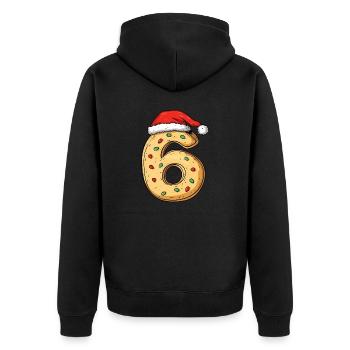 6 Zahl Weihnachten Keks - Unisex Premium Bio Zip Hoodie - Schwarz - Hinten - Nico (187cm)