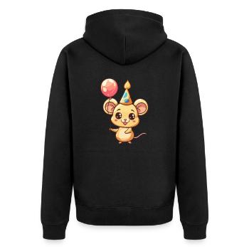 Mouse Birthday Comic - Unisex Premium Organic Zip Hoodie - black - Back - Nico (187cm)