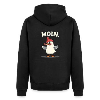 Moin Möwe Dart mit Dartpfeil - Unisex Premium Bio Zip Hoodie - Schwarz - Hinten - Nico (187cm)