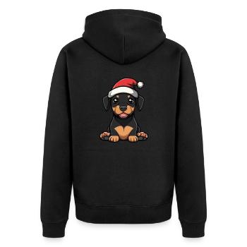 Dobermann Hund Weihnachten - Unisex Premium Bio Zip Hoodie - Schwarz - Hinten - Nico (187cm)