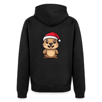 Beaver Christmas - Unisex Premium Organic Zip Hoodie - black - Back - Nico (187cm)
