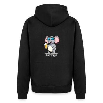 Elefant mit Bier - Unisex Premium Bio Zip Hoodie - Schwarz - Hinten - Nico (187cm)