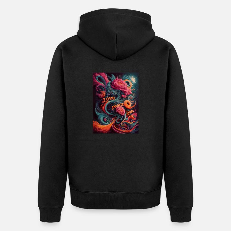 psychedelic hippies design 70th - Veste à capuche bio Premium Unisexe - noir