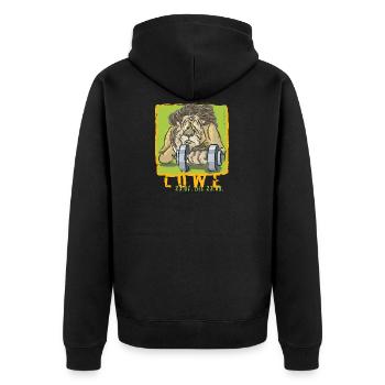 Sternzeichen - Löwe - Unisex Premium Bio Zip Hoodie - Schwarz - Hinten - Nico (187cm)