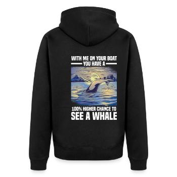 Wale beobachten | Wal Meerestier Meer Geschenke - Unisex Premium Bio Zip Hoodie - Schwarz - Hinten - Nico (187cm)