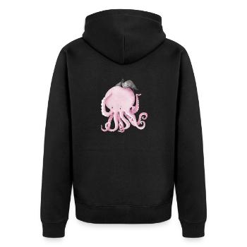 Captain Jack Octopus - Unisex Premium Organic Zip Hoodie - black - Back - Nico (187cm)
