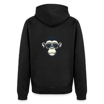 affe kopf sonnenbrille cool haare Frisur - Unisex Premium Bio Zip Hoodie - Schwarz - Hinten - Nico (187cm)