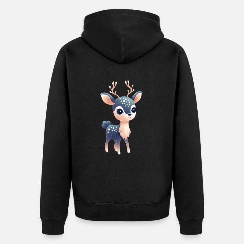 Mignon petit faon magique de Noël - Veste à capuche bio Premium Unisexe - noir