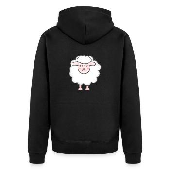 Schaf - Unisex Premium Bio Zip Hoodie - Schwarz - Hinten - Nico (187cm)