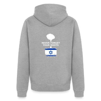 Israel Israelische Wurzeln - Unisex Premium Bio Zip Hoodie - Grau meliert - Hinten - Nico (187cm)