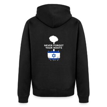Israel Israelische Wurzeln - Unisex Premium Bio Zip Hoodie - Schwarz - Hinten - Nico (187cm)