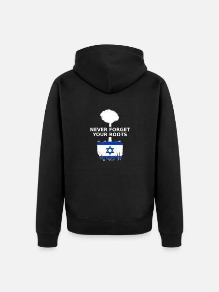 Israel Israeli Roots - Unisex Premium Organic Zip Hoodie - black