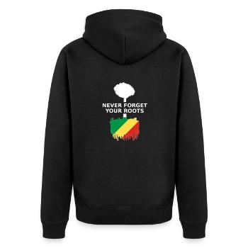 Republik Kongo - Unisex Premium Bio Zip Hoodie - Schwarz - Hinten - Nico (187cm)