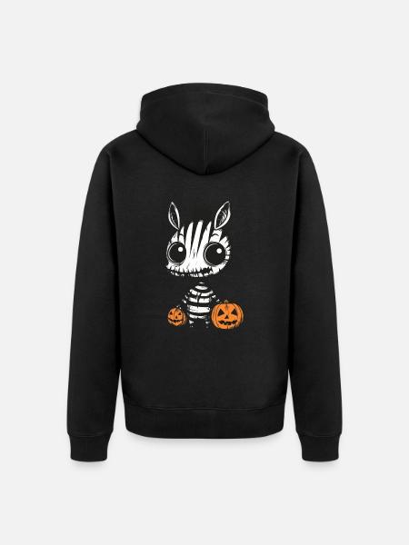 Zebra Halloween Zombie - Unisex Premium Organic Zip Hoodie - black