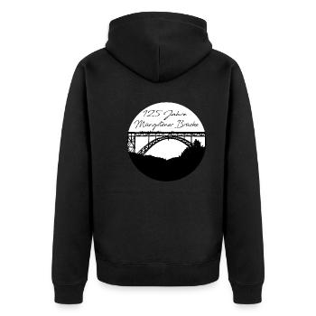 Müngstener Brücke,solingen,125 jahre - Unisex Premium Bio Zip Hoodie - Schwarz - Hinten - Nico (187cm)