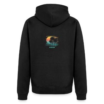 Macao Stilvoller Souvenirurlaub - Unisex Premium Bio Zip Hoodie - Schwarz - Hinten - Nico (187cm)