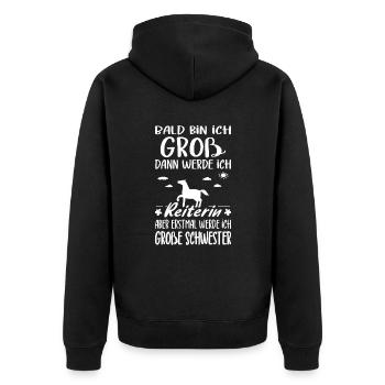Je vais être une grande sœur rider idée de progéniture - Veste à capuche bio Premium Unisexe - noir - Dos - Nico (187cm)