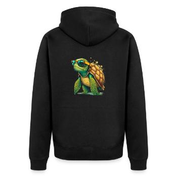 Turtle old - Unisex Premium Bio Zip Hoodie - Schwarz - Hinten - Nico (187cm)