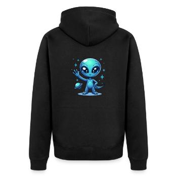 Extraterrestre avec signe de paix - Veste à capuche bio Premium Unisexe - noir - Dos - Nico (187cm)
