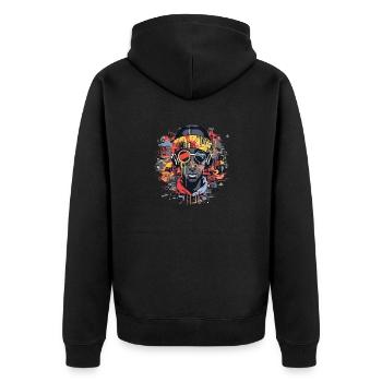 Kulturelle Beats entfesselt - cooles Rap Design - Unisex Premium Bio Zip Hoodie - Schwarz - Hinten - Nico (187cm)