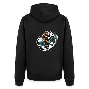 Bigfoot équitation T-Rex préhistorique dinosaure rodéo - Veste à capuche bio Premium Unisexe - noir - Dos - Nico (187cm)