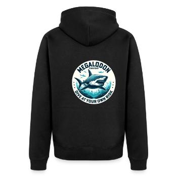 Megalodon Territory Alert | Ocean Shark Diving - Unisex Premium Organic Zip Hoodie - black - Back - Nico (187cm)