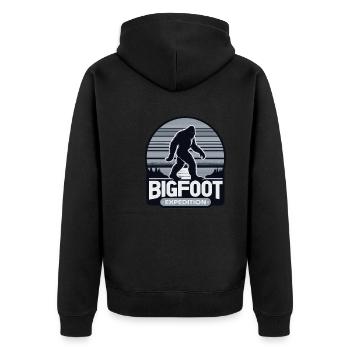 Bigfoot Expedition Hiking | Sasquatch Hunter - Unisex Premium Organic Zip Hoodie - black - Back - Nico (187cm)