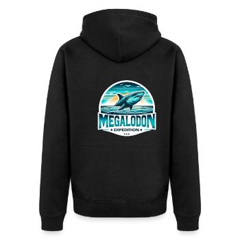 Epic Megalodon Expedition | Shark Lover Adventure - Unisex Premium Organic Zip Hoodie - black - Back - Nico (187cm)
