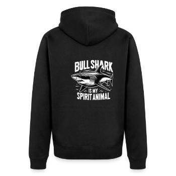 Bullenhai ist mein Geisttier Tauchhaie - Unisex Premium Bio Zip Hoodie - Schwarz - Hinten - Nico (187cm)