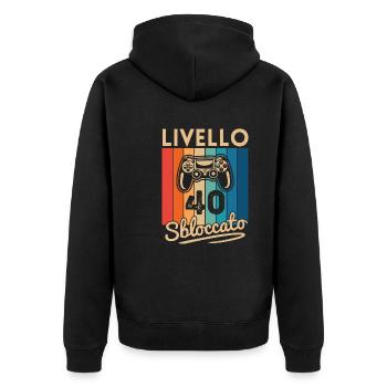 Spieler zum 40. Geburtstag – Level 40 freigeschaltet - Unisex Premium Bio Zip Hoodie - Schwarz - Hinten - Nico (187cm)