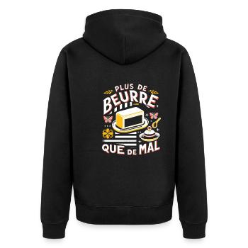 Beurre Breton Plus Que Mal Humour Breizh Bretagne - Veste à capuche bio Premium Unisexe - noir - Dos - Nico (187cm)