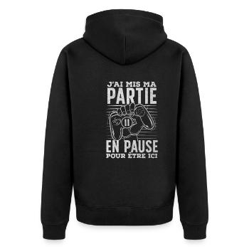 Pause Gaming Cadeau Geek Gamer Humour Insolite - Veste à capuche bio Premium Unisexe - noir - Dos - Nico (187cm)