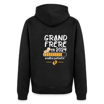 Grand Frère Annonce Grossesse Futur Frère 2024 - Veste à capuche bio Premium Unisexe - noir - Dos - Nico (187cm)