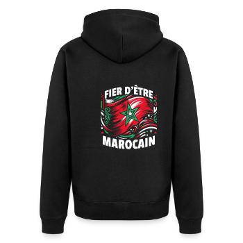 Fier D'Être Marocain Cadeau Maroc Drapeau Maghreb - Veste à capuche bio Premium Unisexe - noir - Dos - Nico (187cm)