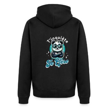 Keine Sorge, ich schaffe Panda cooles Geschenk Humor - Unisex Premium Bio Zip Hoodie - Schwarz - Hinten - Nico (187cm)