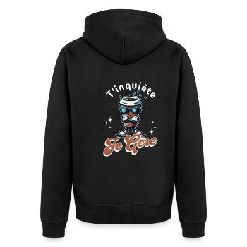 Don't worry I manage cool coffee mug gift - Unisex Premium Organic Zip Hoodie - black - Back - Nico (187cm)