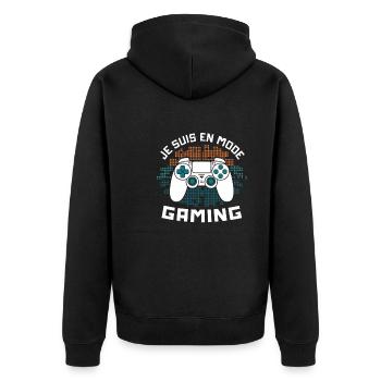 Geek - I'm in Gaming Mode - Console Gift - Unisex Premium Organic Zip Hoodie - black - Back - Nico (187cm)