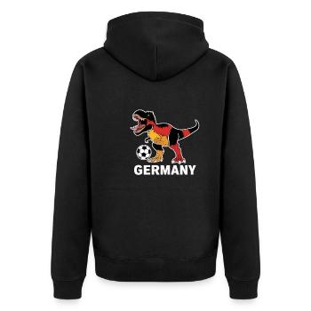 Germany Dinosaur Football - Unisex Premium Organic Zip Hoodie - black - Back - Nico (187cm)